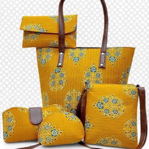 Ikkat Handbag and Sling Bag 5 Combo Set with Goggle Case Coin Pouch Envelope Womens Ethnic Bags