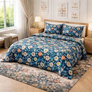 Makhmal 7D digital print king size bed sheet set 108*127