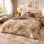 Makhmal 7D digital print king size bed sheet set 108*129