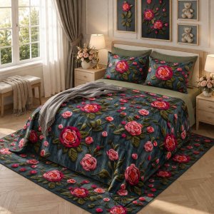 Makhmal 7D digital print king size bed sheet set 108*119