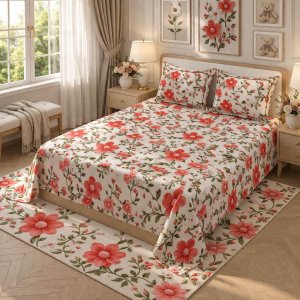 Makhmal 7D digital print king size bed sheet set 108*116