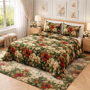 Makhmal 7D digital print king size bed sheet set 108*130