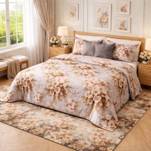 Makhmal 7D digital print king size bed sheet set 108*121