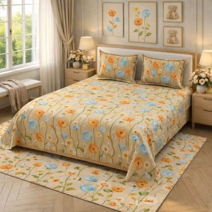 Makhmal 7D digital print king size bed sheet set 108*109