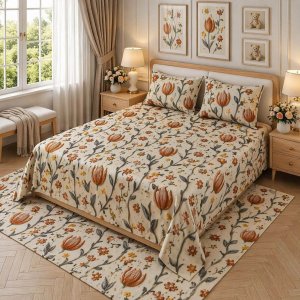 Makhmal 7D digital print king size bed sheet set 108*114
