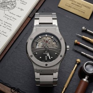Mens Hublot Skeleton Collection Watch Date Display Feature