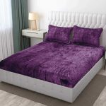 Solids Fitted Flannel Bedsheet with 2 Pillow Covers Size: 95×105 inches