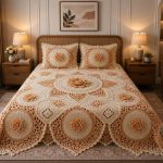 Fantasy King Faux Quilting Effects 7D Digital Panel Super King Bedsheet Set 110 × 110 Inches
