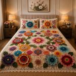 Fantasy King Faux Quilting Effects 7D Digital Panel Super King Bedsheet Set 110 × 110 Inches