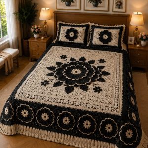 Fantasy King Faux Quilting Effects 7D Digital Panel Super King Bedsheet Set 110 × 110 Inches