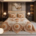 Fantasy King Faux Quilting Effects 7D Digital Panel Super King Bedsheet Set 110 × 110 Inches