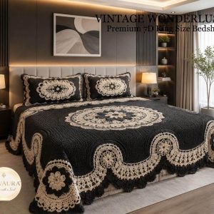 Fantasy King Faux Quilting Effects 7D Digital Panel Super King Bedsheet Set 110 × 110 Inches