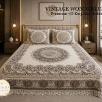 Fantasy King Faux Quilting Effects 7D Digital Panel Super King Bedsheet Set 110 × 110 Inches