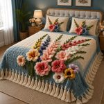 Fantasy King Faux Quilting Effects 7D Digital Panel Super King Bedsheet Set 110 × 110 Inches