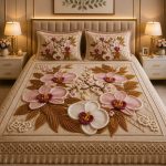 Fantasy King Faux Quilting Effects 7D Digital Panel Super King Bedsheet Set 110 × 110 Inches