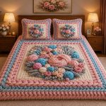 Fantasy King Faux Quilting Effects 7D Digital Panel Super King Bedsheet Set 110 × 110 Inches