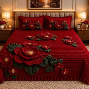 Fantasy King Faux Quilting Effects 7D Digital Panel Super King Bedsheet Set 110 × 110 Inches