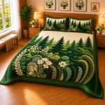 Fantasy King Faux Quilting Effects 7D Digital Panel Super King Bedsheet Set 110 × 110 Inches