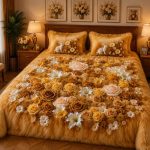 Fantasy King Faux Quilting Effects 7D Digital Panel Super King Bedsheet Set 110 × 110 Inches