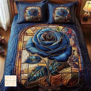 Fantasy King Faux Quilting Effects 7D Digital Panel Super King Bedsheet Set 110 × 110 Inches