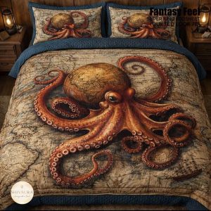 Fantasy King Faux Quilting Effects 7D Digital Panel Super King Bedsheet Set 110 × 110 Inches