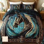 Fantasy King Faux Quilting Effects 7D Digital Panel Super King Bedsheet Set 110 × 110 Inches