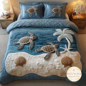 Fantasy King Faux Quilting Effects 7D Digital Panel Super King Bedsheet Set 110 × 110 Inches
