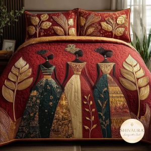 Fantasy King Faux Quilting Effects 7D Digital Panel Super King Bedsheet Set 110 × 110 Inches