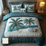 Fantasy King Faux Quilting Effects 7D Digital Panel Super King Bedsheet Set 110 × 110 Inches