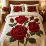 Fantasy King Faux Quilting Effects 7D Digital Panel Super King Bedsheet Set 110 × 110 Inches