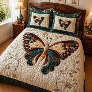 Fantasy King Faux Quilting Effects 7D Digital Panel Super King Bedsheet Set 110 × 110 Inches