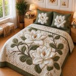 Fantasy King Faux Quilting Effects 7D Digital Panel Super King Bedsheet Set 110 × 110 Inches