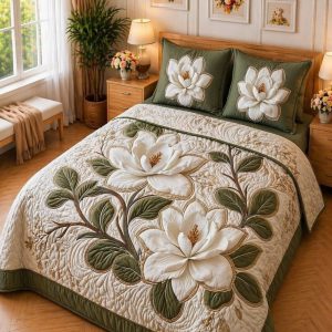 Fantasy King Faux Quilting Effects 7D Digital Panel Super King Bedsheet Set 110 × 110 Inches