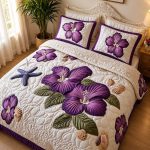 Fantasy King Faux Quilting Effects 7D Digital Panel Super King Bedsheet Set 110 × 110 Inches