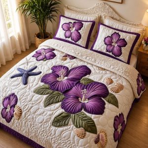 Fantasy King Faux Quilting Effects 7D Digital Panel Super King Bedsheet Set 110 × 110 Inches