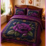 Fantasy King Faux Quilting Effects 7D Digital Panel Super King Bedsheet Set 110 × 110 Inches