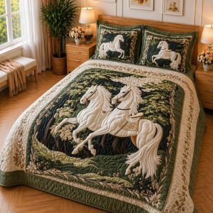 Fantasy King Faux Quilting Effects 7D Digital Panel Super King Bedsheet Set 110 × 110 Inches