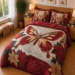 Fantasy King Faux Quilting Effects 7D Digital Panel Super King Bedsheet Set 110 × 110 Inches