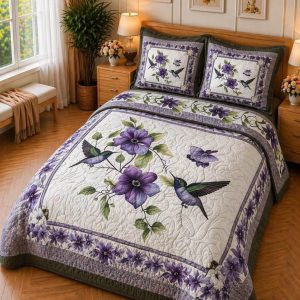 Fantasy King Faux Quilting Effects 7D Digital Panel Super King Bedsheet Set 110 × 110 Inches