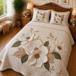 Fantasy King Faux Quilting Effects 7D Digital Panel Super King Bedsheet Set 110 × 110 Inches